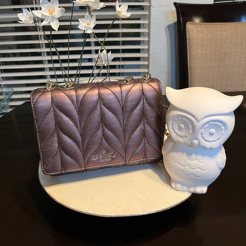 kate spade Metallic Rose-Quartz Quilted Crossbody with Gold Chain